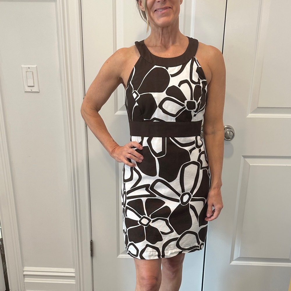 Ann Taylor Black and White Floral Mini Dress